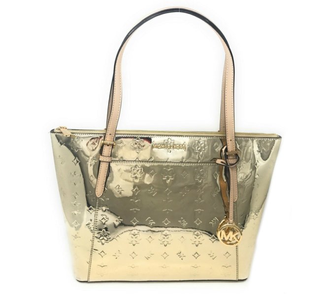 Michael Kors Ciara Large Leather Tote Pale Gold
