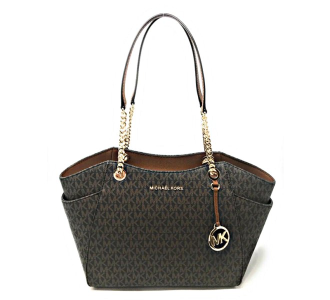 Michael Kors Large Jet Set Travel Leather Brown Signature