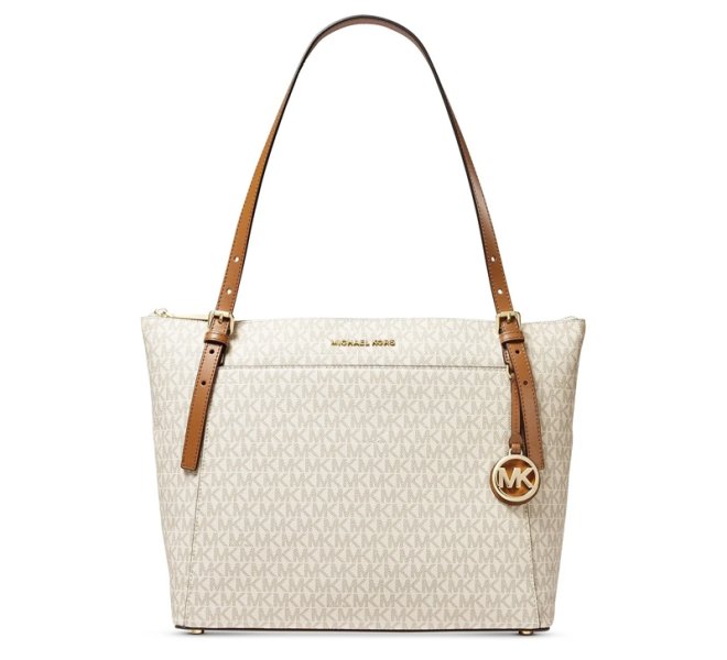 Michael Kors Ciara Large Leather Tote Vanilla Signature