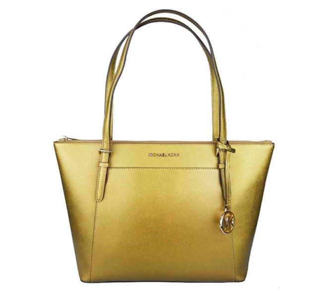 Michael Kors Ciara Large Leather Tote Old Gold